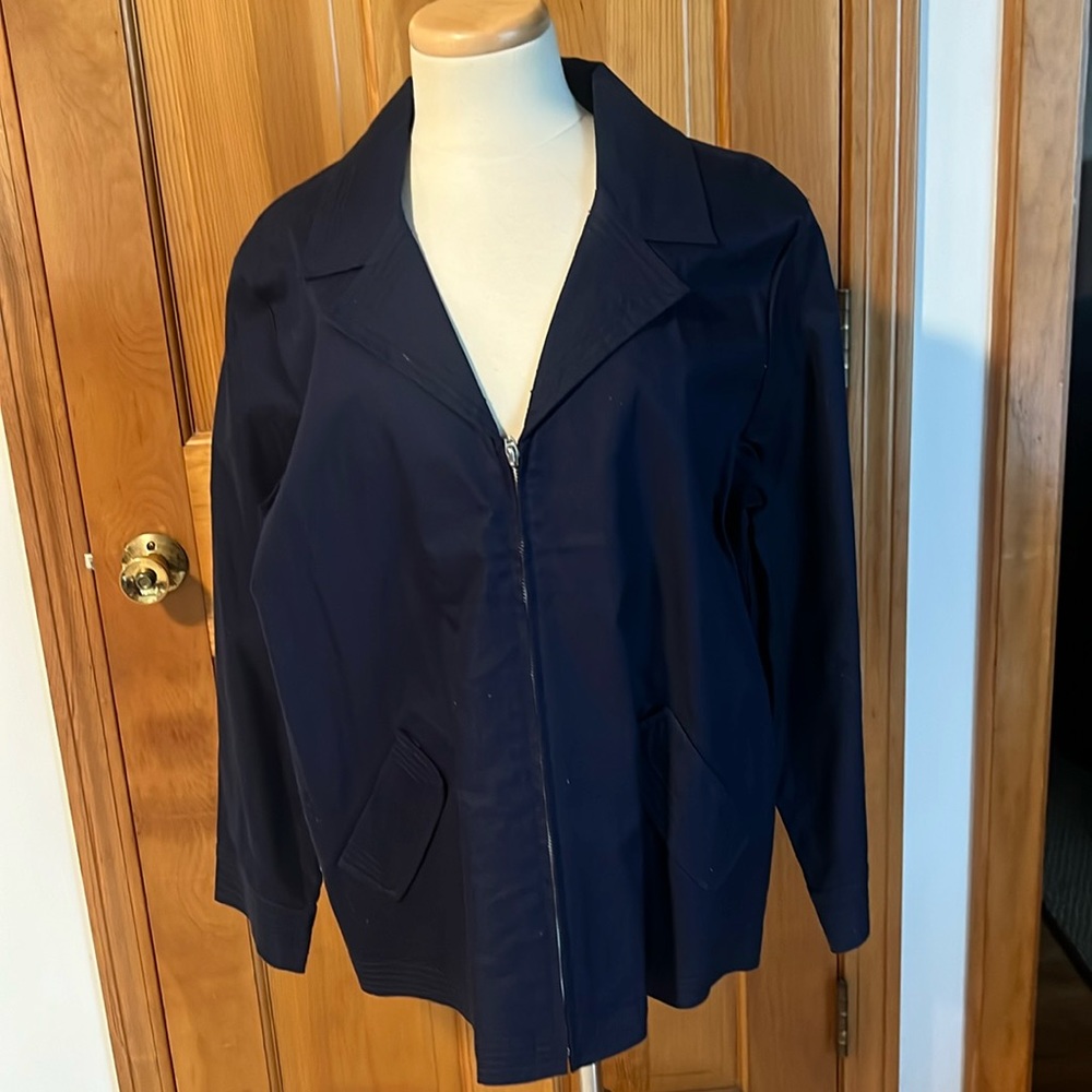 Denim & Co / navy zip jacket / 1X - Picture 1 of 5